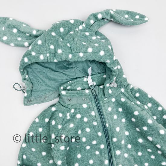 Комбинезон флисовый "Зайчик с точками" серо-зеленый