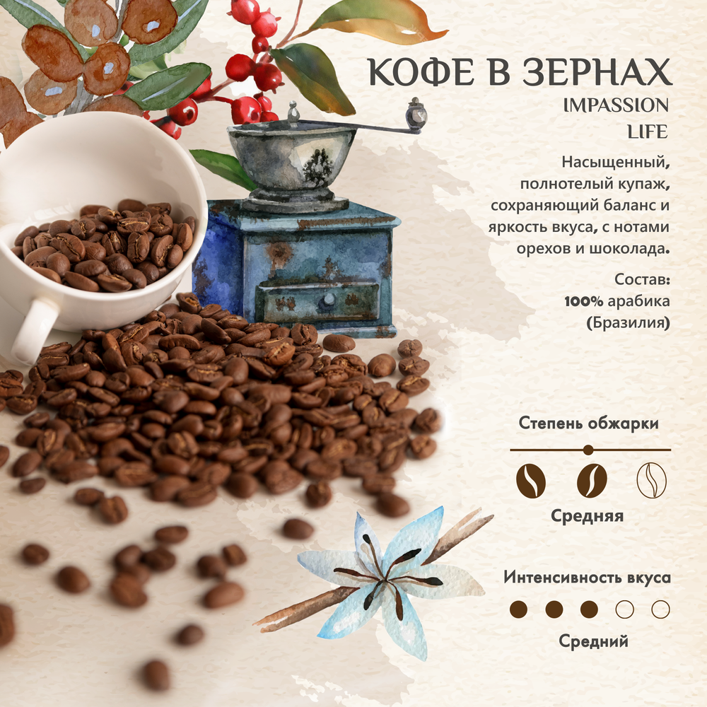 Кофе в зернах Impassion Life, 1 кг