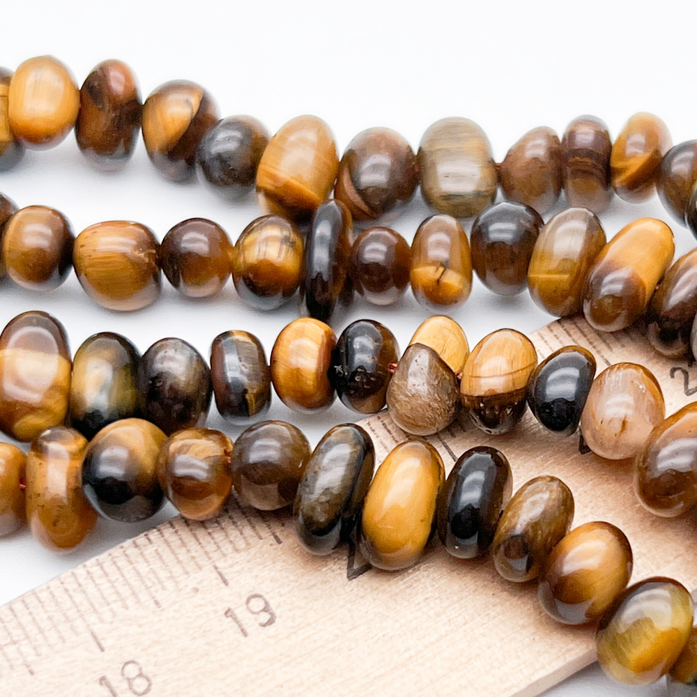 Тигровый глаз фриформ бусины, размер около 5-8 мм, цена за отрезок 19 см (1/2 нити)