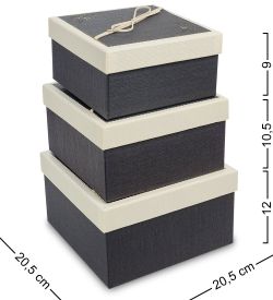 WF-81-A Набор коробок из 3шт «Квадрат» цв.графитовый