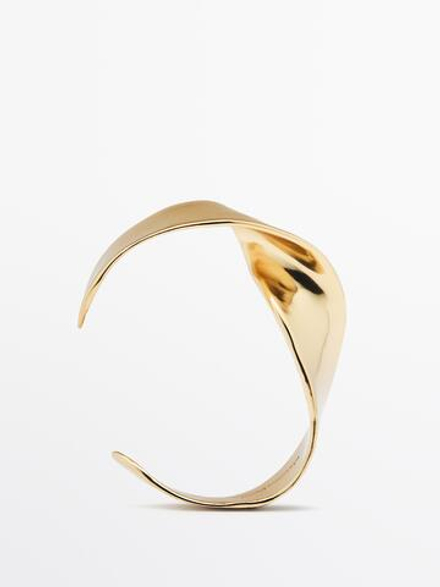 Massimo Dutti Широкий рельефный браслет, золотистый