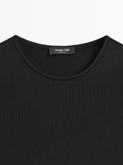 Massimo Dutti Длинное платье с контрастной отделкой и плиссировкой, черный