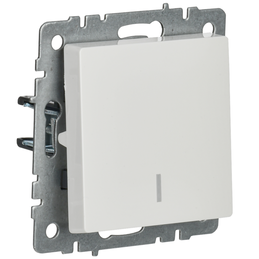 BRITE Выключатель 1-клавишный с индикацией 10А ВС10-1-1-БрБ белый IEK