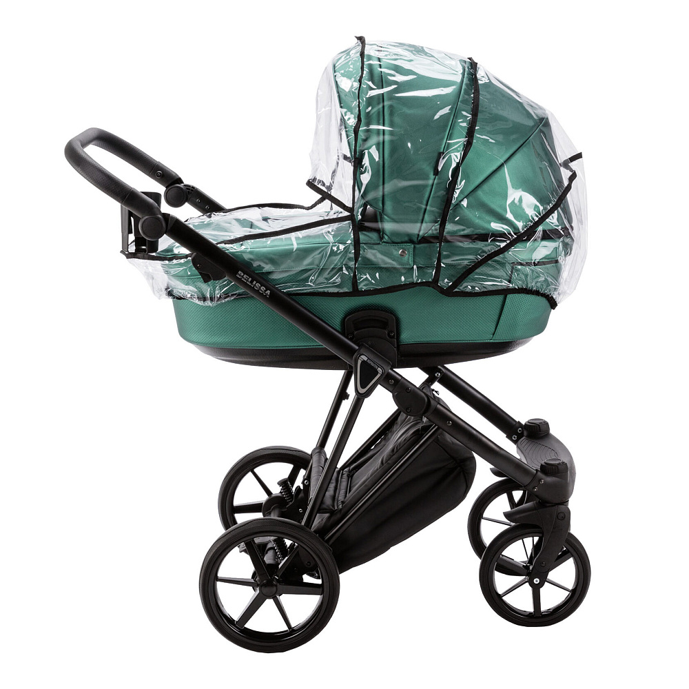 Детская коляска Adamex Belissa Deluxe 3 в 1 B-SM01 (ИЗУМРУД. ПЕРЛ 100% КОЖА)
