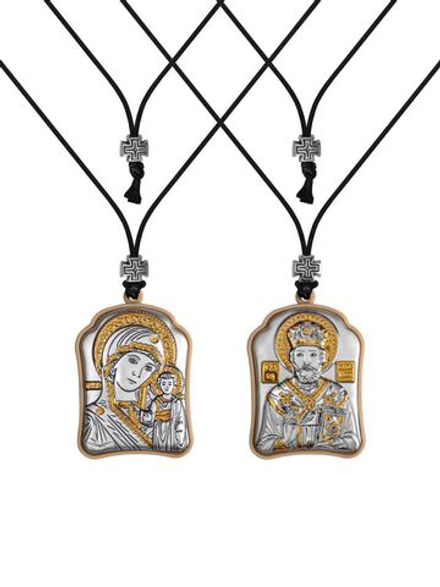 Казанская БМ-Николай Чудотворец, подвеска 2х стороняя 30х40