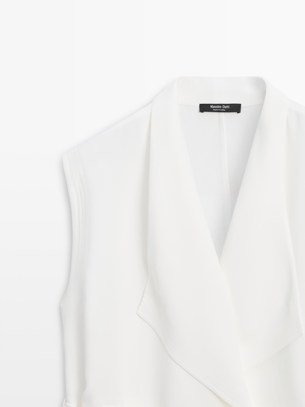 Massimo Dutti Жилет из крепа, желтовато-белый