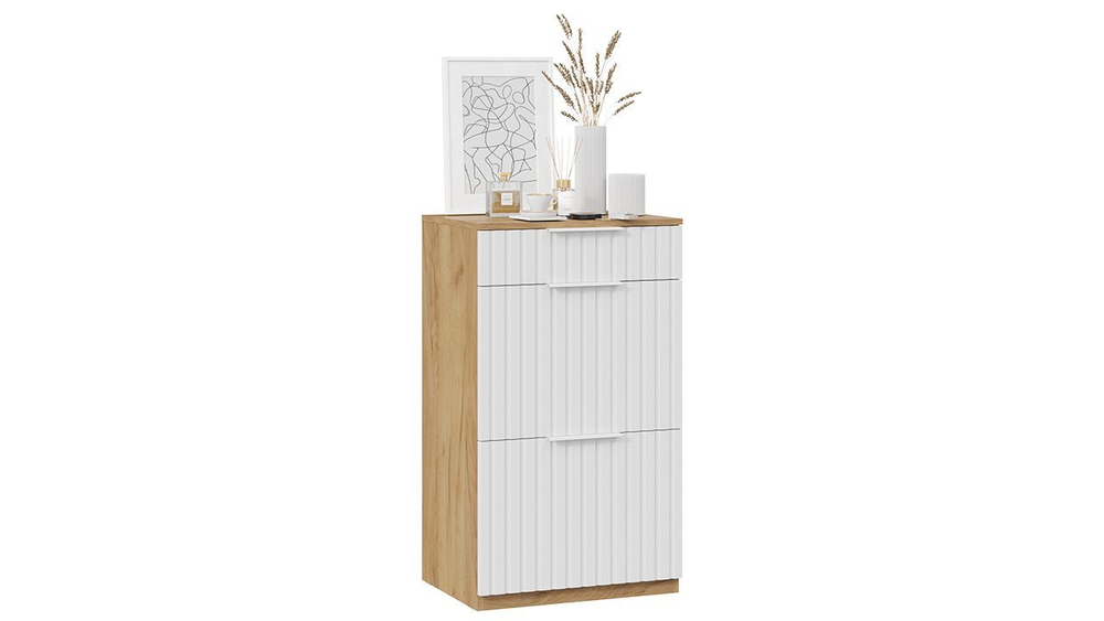 Прихожая с вешалкой комплект мебели Дуб Крафт золотой/Белый матовый 145х43х226 см