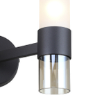 Настенный светильник 2x40Вт Е14, металл/стекло, черный, плафон янтарно/белый