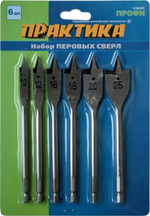 Набор сверл перовых Практика, блистер (10,12,16,18,20,25мм)