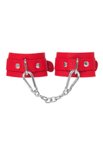 Красные кожаные наручники-браслеты со скруглёнными углами