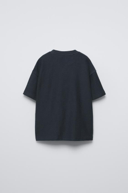 ZARA КОМПЛЕКТ ИЗ ФУТБОЛКИ И ШОРТ, ТЕМНО-СИНИЙ