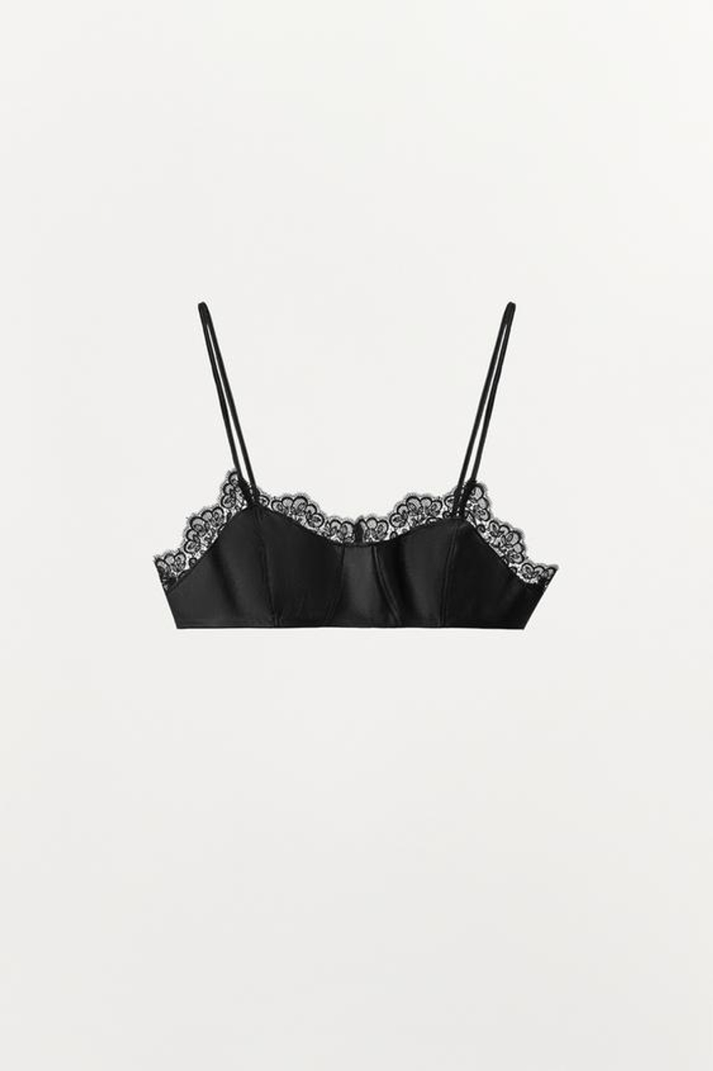 Бюстгальтер из 100% кожи с кружевом - ZARA