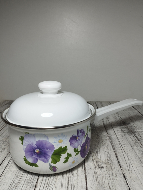 Кастрюля 1,0л цилин с 1 ручкой Анютины глазки С1607/4АП