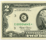 Банкнота США 2 доллара 2003 год C 00004645 * (Филадельфия) в буклете. Звездная коллекционная серия, тираж 16000