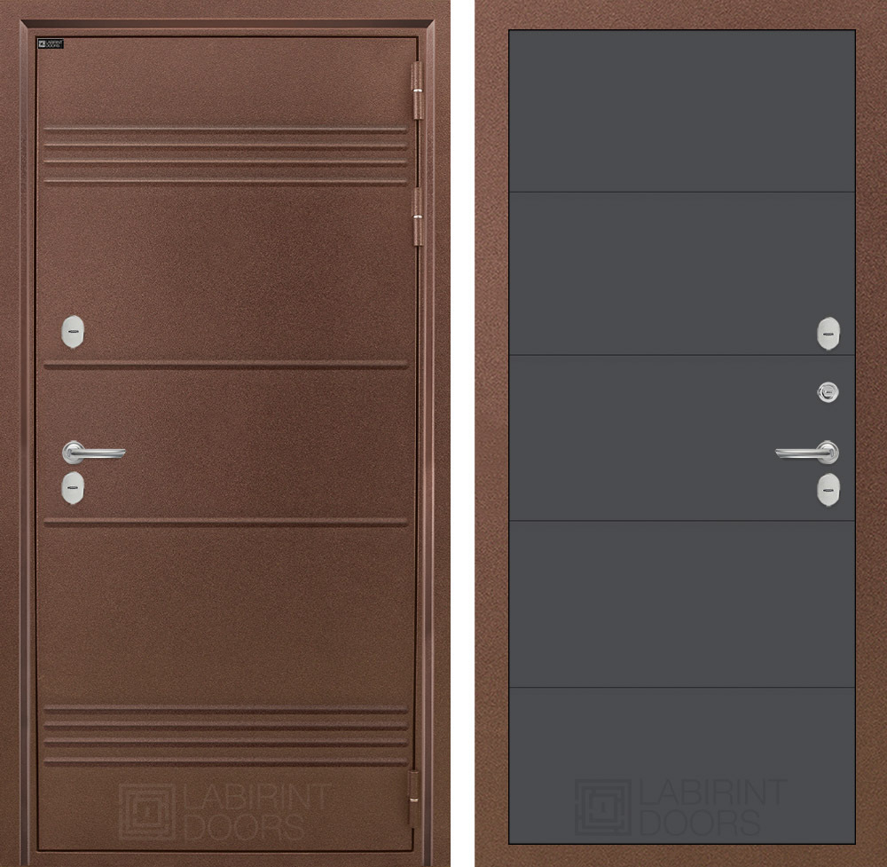 Дверь с терморазрывом входная Лабиринт Термо Лайт 13 Графит софт