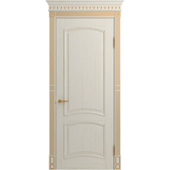 Межкомнатная дверь массив ясеня Viporte Бристоль белая эмаль патина золото глухая