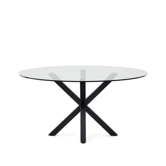 Круглый стеклянный стол Argo и стальные ножки с черной отделкой Ø 150 см