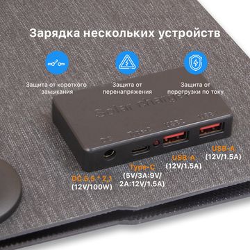 Туристическая солнечная панель YASHEL 100 Ватт junction box, фото №926984041