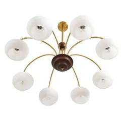 8323/8C MODERNI LN латунь/белый, металл/стекло/дерево Люстра потолочная E27 8*60W 220V LARINA