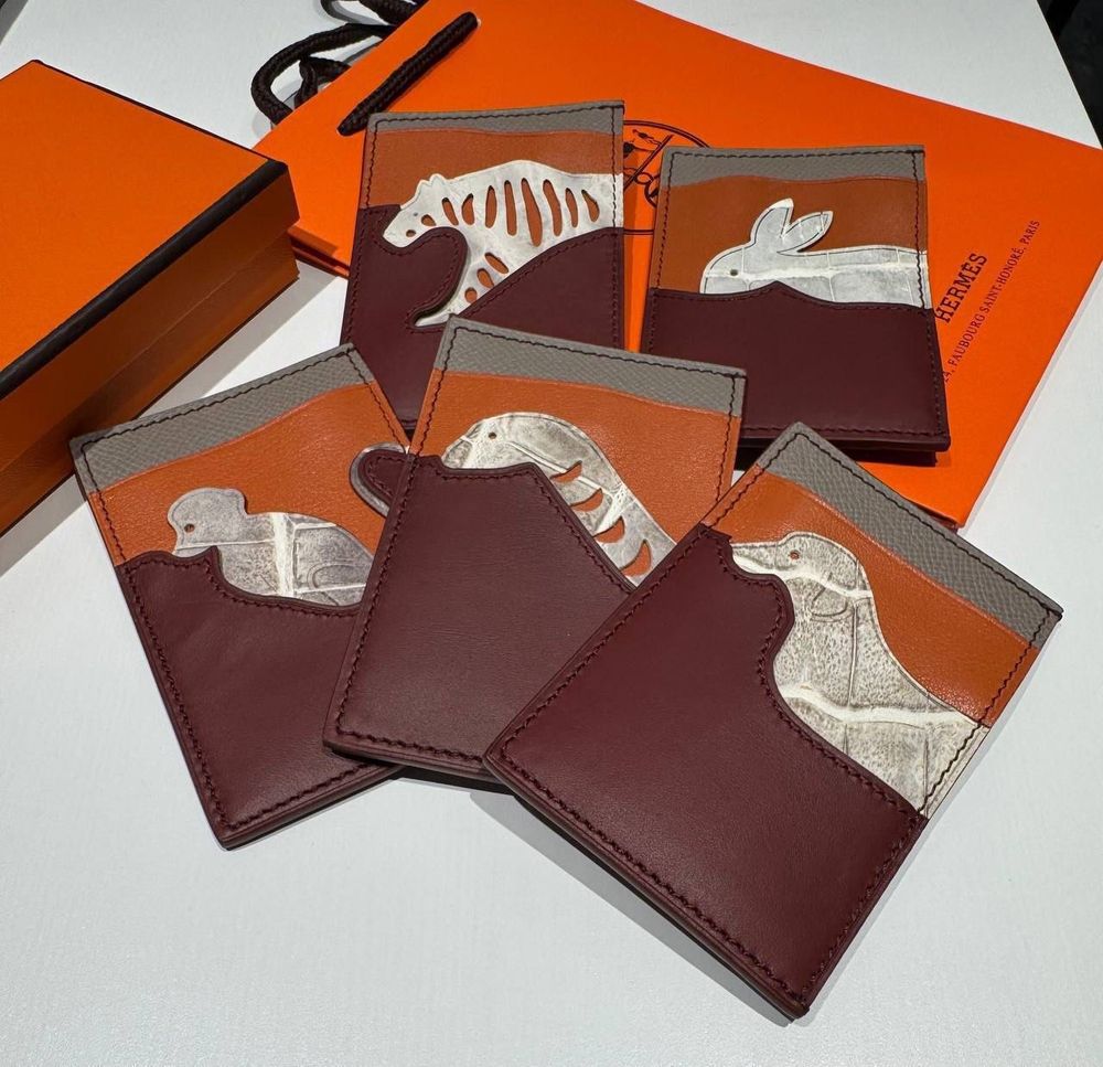 Картхолдер Hermes вставка из кожи крокодила