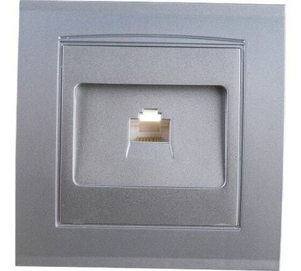 Розетка компьютерная одноместная "UNIVersal" серия "Бриллиант", с/у, 1А, RJ45, серебро (еврослот) (H