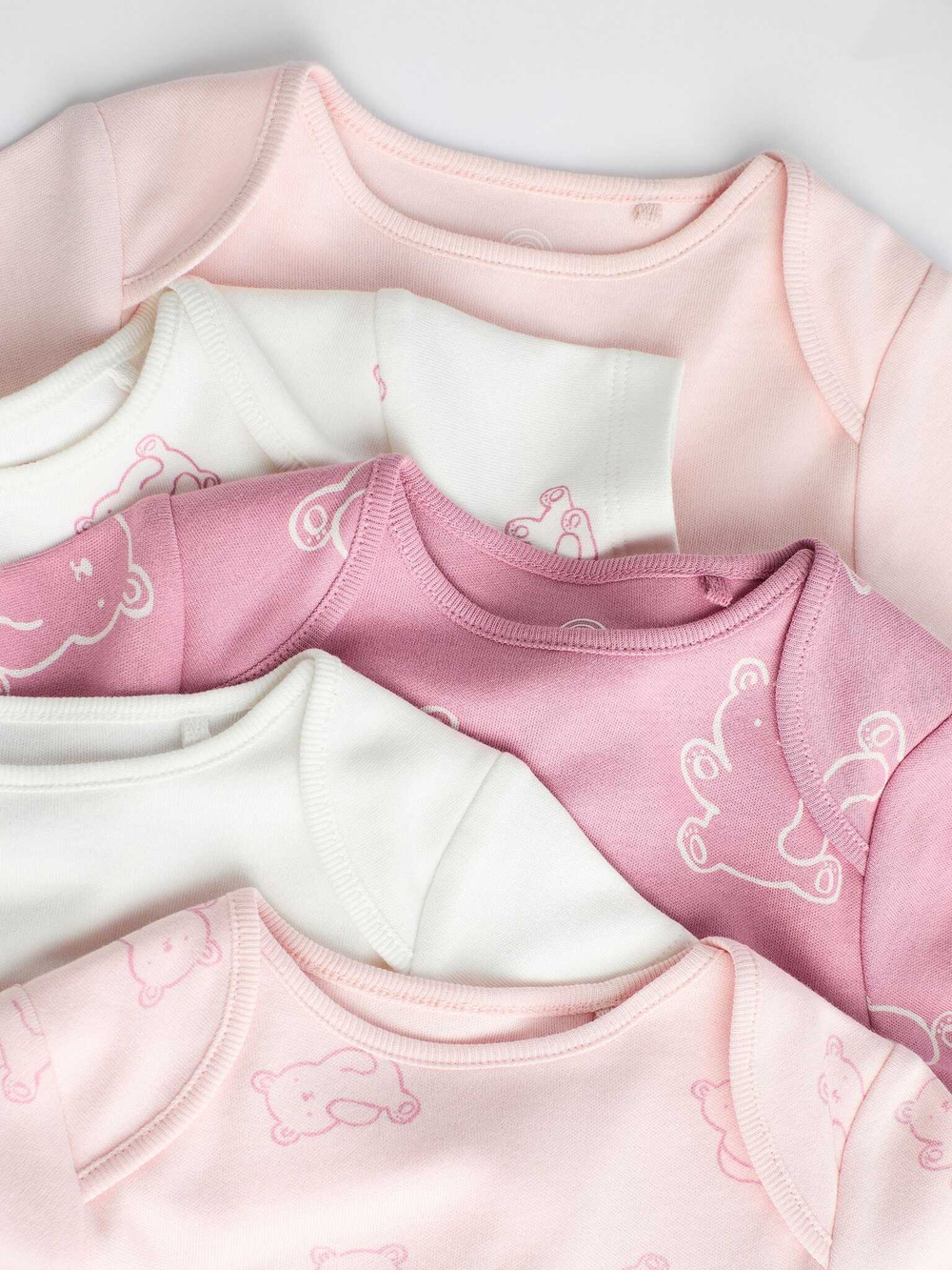 Боди с коротким рукавом для малышей Next N95-308, 5 шт., Молочный, Розовый