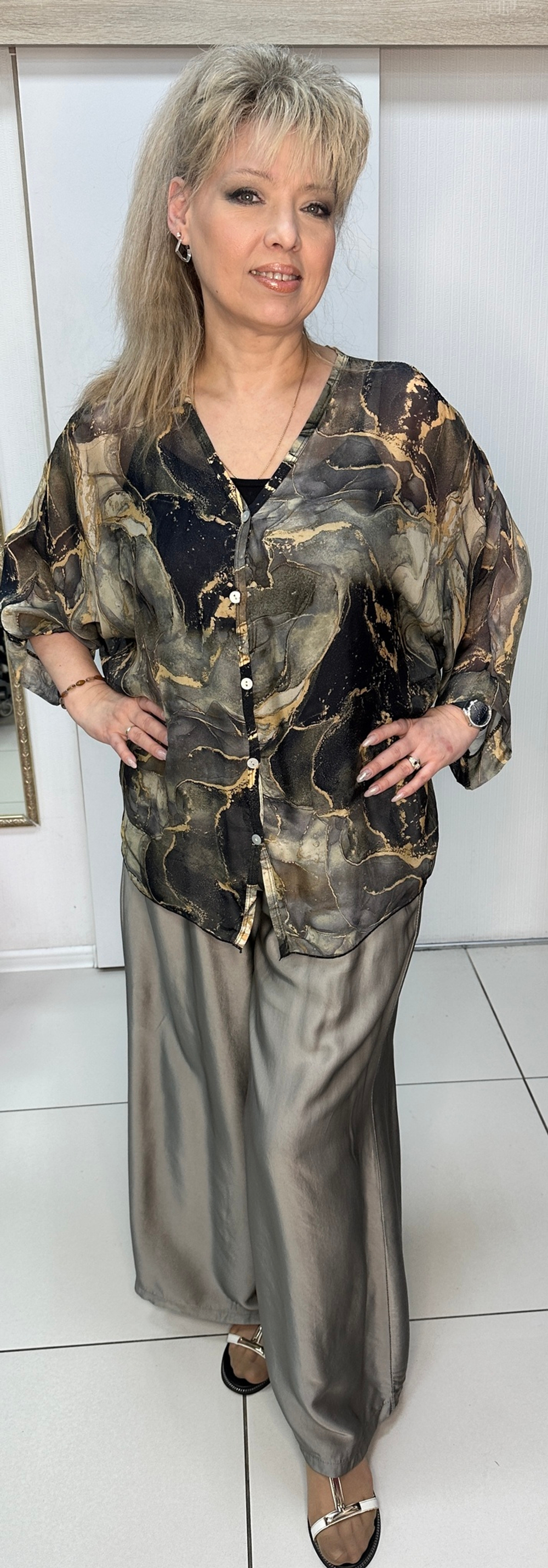 Итальянские нарядные брюки-палаццо на резинке