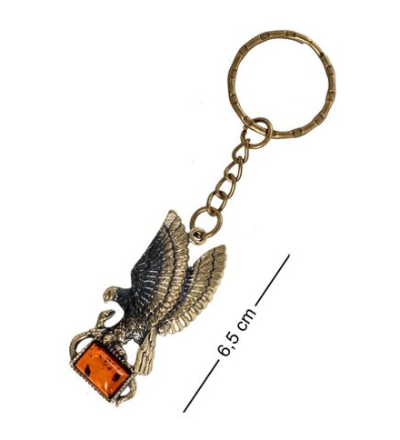 AM- 858 Брелок «Орел со змеёй» (латунь, янтарь)