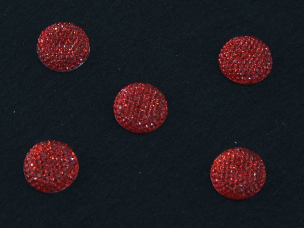 Кабошон круглый, акрил, блестящий, 14 мм, цвет №07 красный (1уп=100шт)