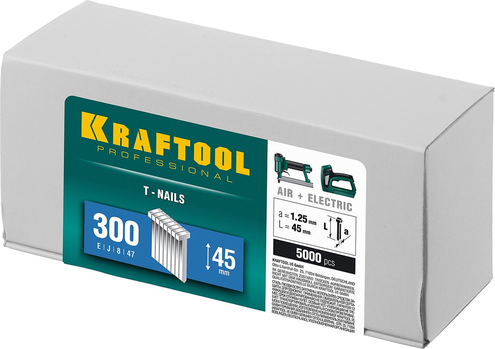 KRAFTOOL тип 18GA (47/300/F) 45 мм, 5000 шт, гвозди для нейлера (31785-45)