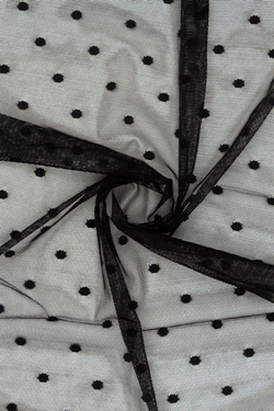 Сетка эластичная чёрная в горошек 8 мм метражом