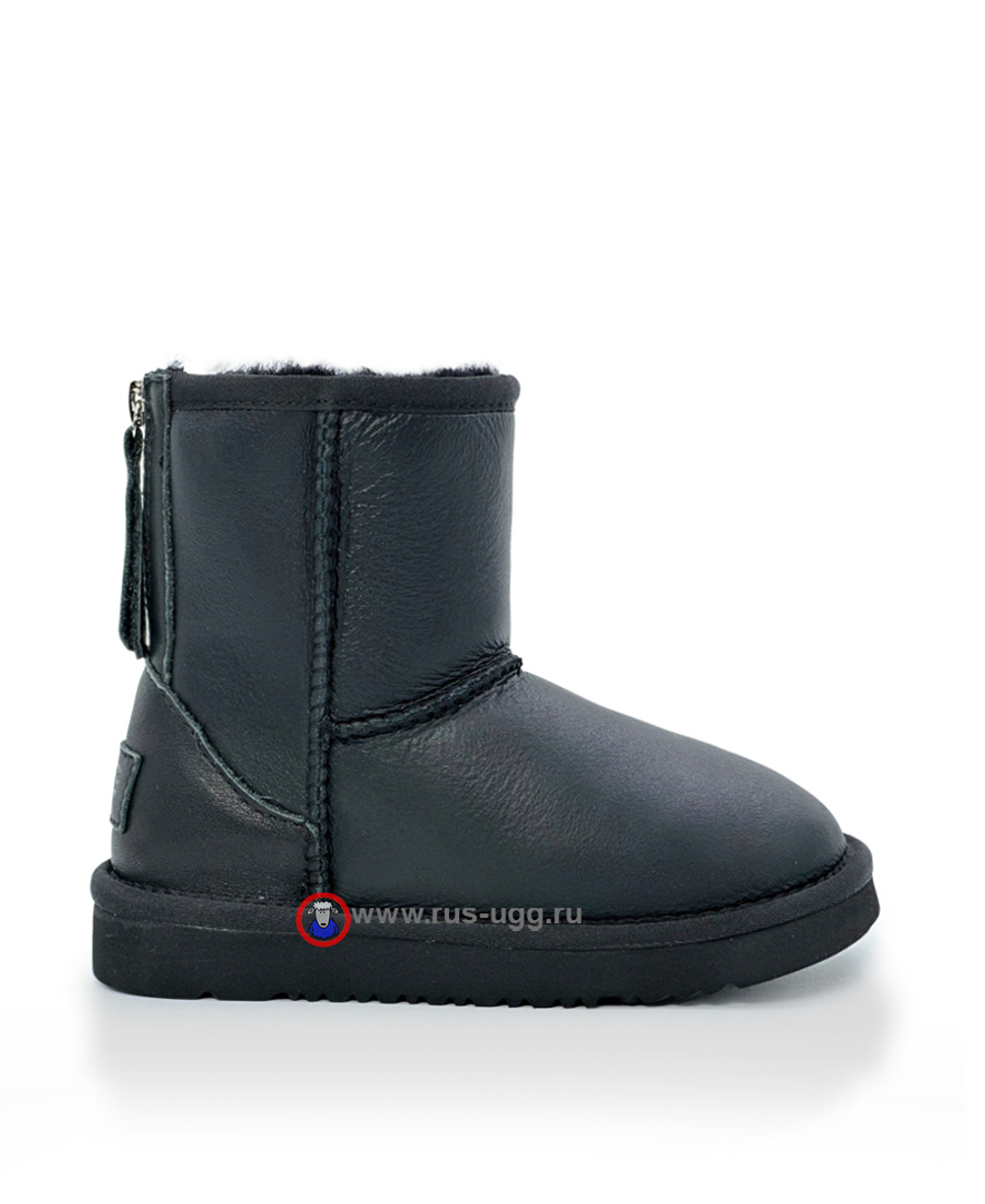 KIDS CLASSIC SHORTZIP LEATHER Black