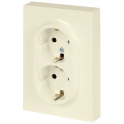 Розетка ЭРА Arktik 16-2105-02 двойная с заземлением 2X2P+E Schuko со шторками 16А-250В слоновая кость | Эра Arktik