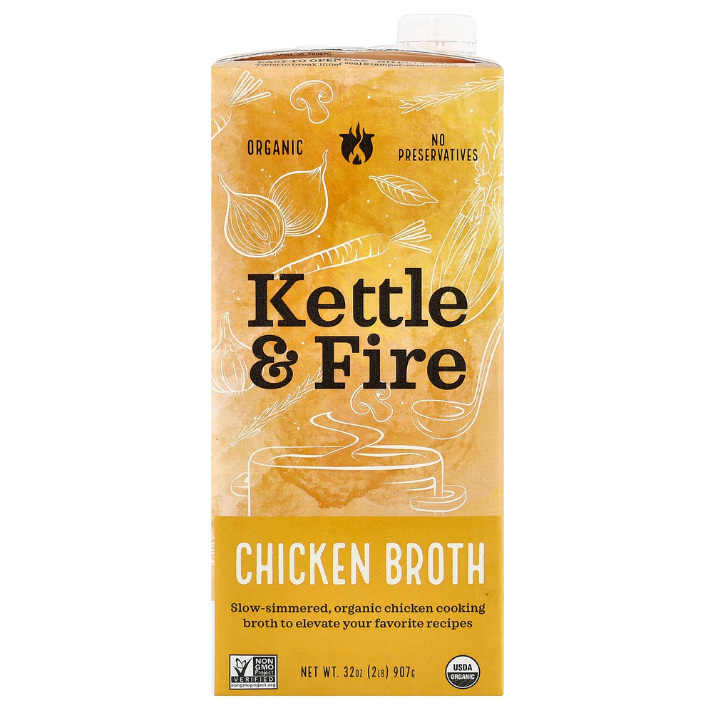 Kettle & Fire, куриный бульон, 907 г (32 унции)