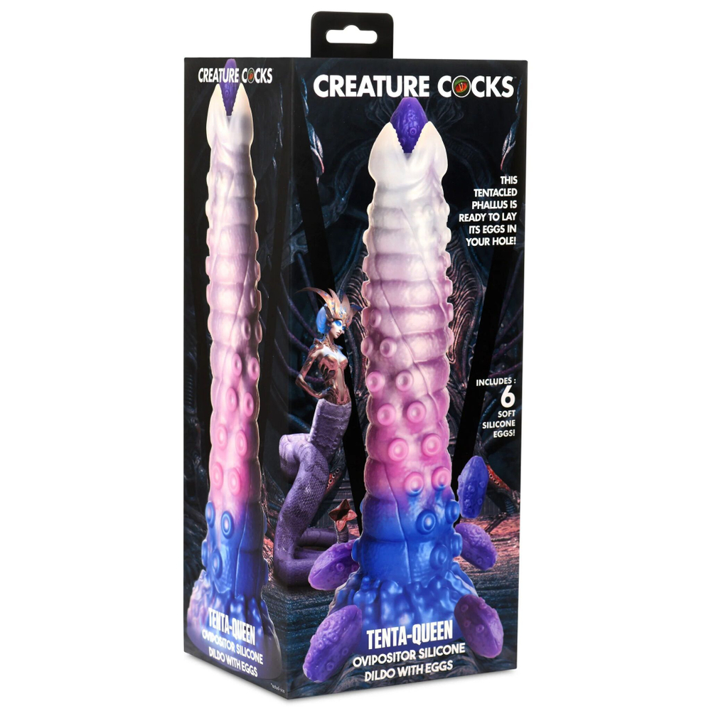 Фантазийный фаллоимитатор Tenta-Queen Ovipositor Silicone Dildo with Eggs - 29,2 см. (Цвет: разноцветный)