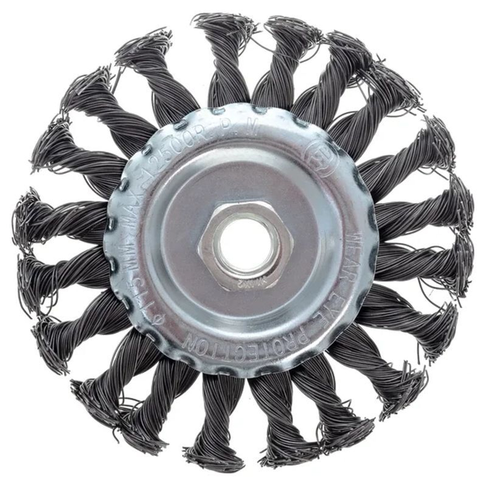 Щетка дисковая 115 мм/М14 для УШМ, проволока сталь крученая Yoko