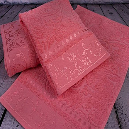 Набор из 3-х полотенец жаккардовых "П37. РОЗОВЫЙ", 100% хлопок, Россия.