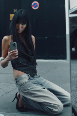 ZARA ДЖИНСЫ TRF BAGGY BALLOON СО СРЕДНЕЙ ПОСАДКОЙ, ГОЛУБОЙ