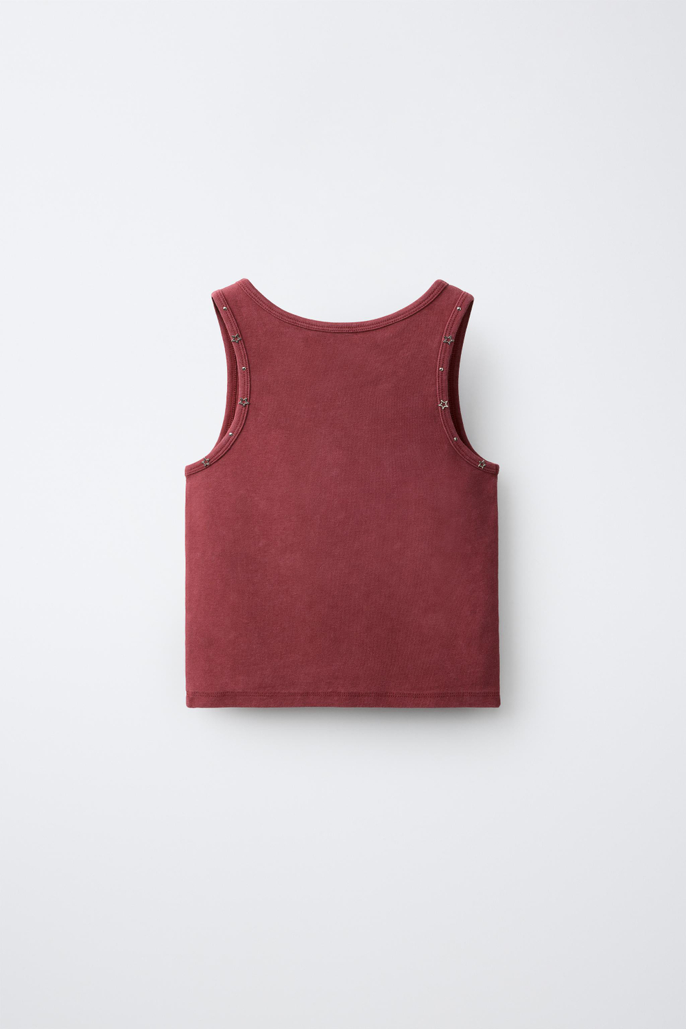 ZARA ФУТБОЛКА С ЗАКЛЕПКАМИ И ЗВЕЗДАМИ, ГРАНАТОВЫЙ