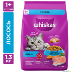 Сухой корм Whiskas для взрослых кошек подушечки с лососем 1,3 кг