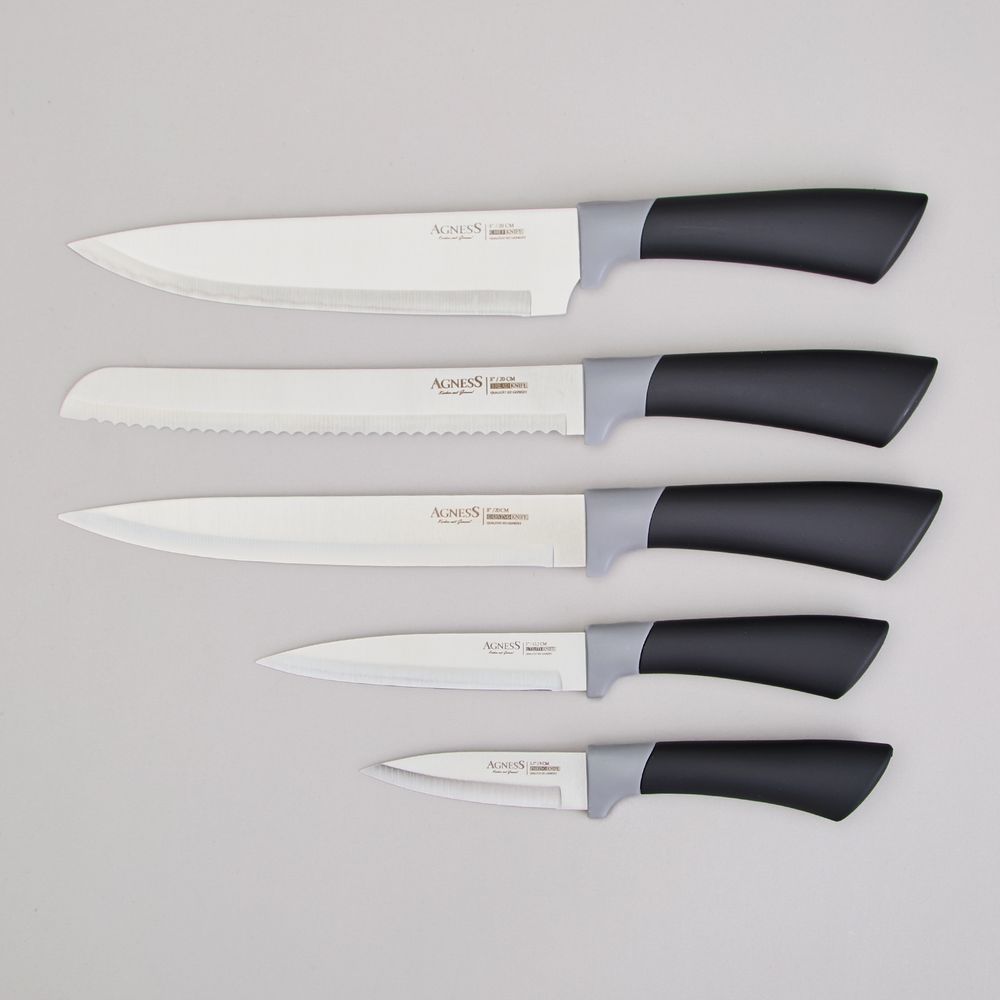 НАБОР НОЖЕЙ AGNESS НА ПЛАСТИКОВОЙ ПОДСТАВКЕ, 6 ПРЕДМЕТОВ