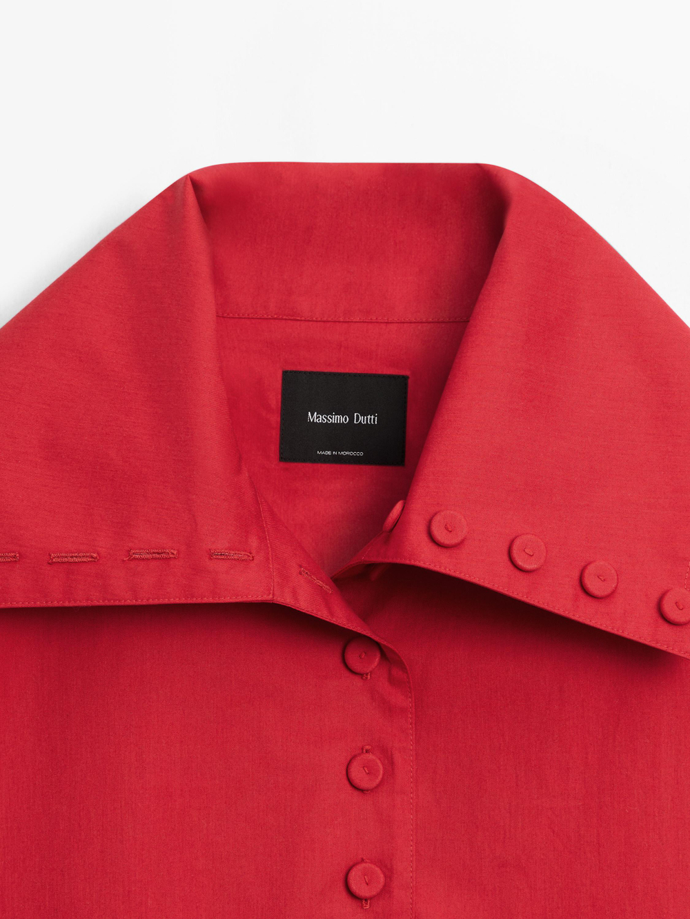 Massimo Dutti Легкая куртка из хлопка с пуговицами, красный