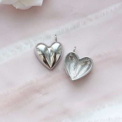 п896-р Подвеска "Сердце с боковой петлей" 21мм, родий