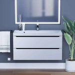 Тумба с раковиной Uperwood Tanos 100 см, подвесная, матовая, белая/графит