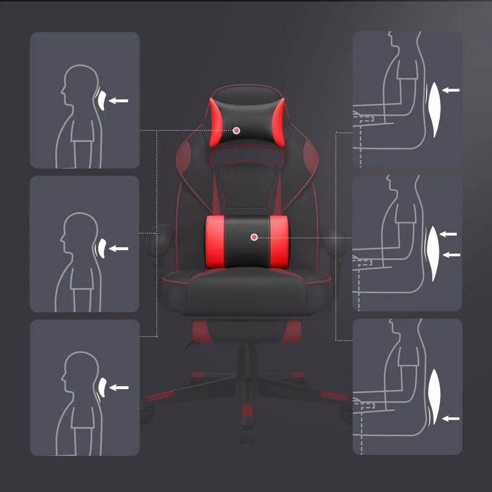 Кресло компьютерное игровое SONGMICS OBG73BRV1 черно-красный