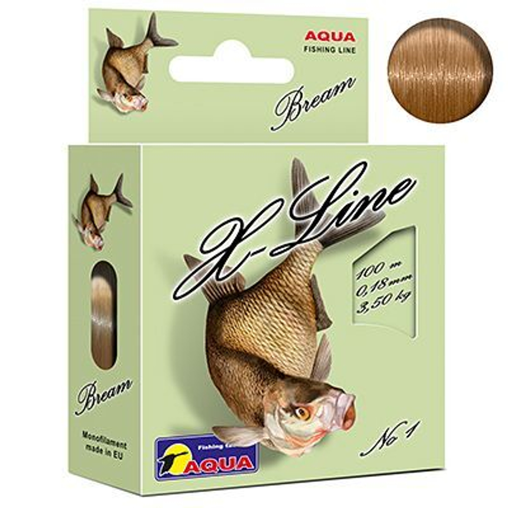 Монофильная леска для рыбалки Aqua X-Line Bream (Лещ) 0,18mm 100m ( 1 штука )