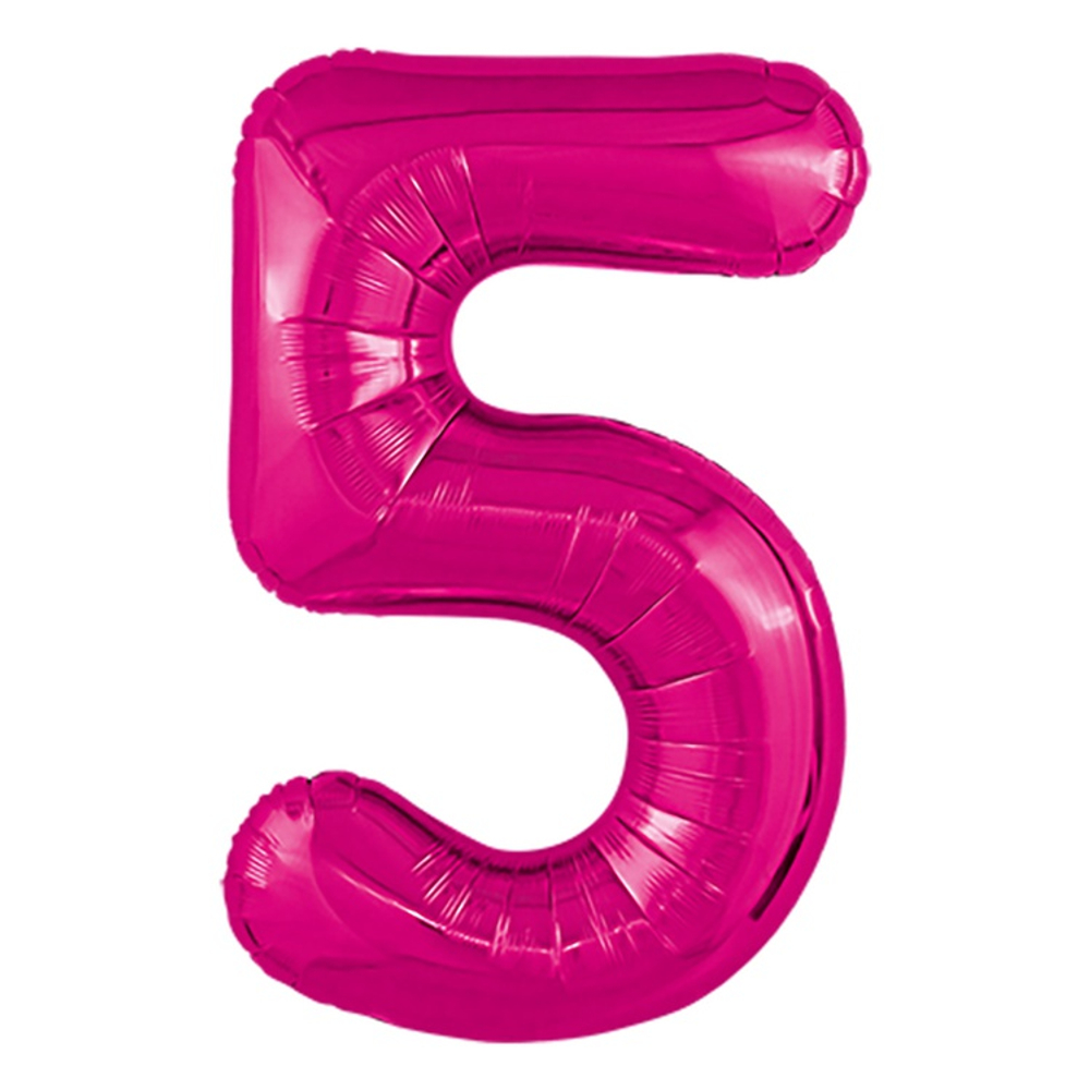 Шар фольгированный Цифра 5 101 см (Фуксия)