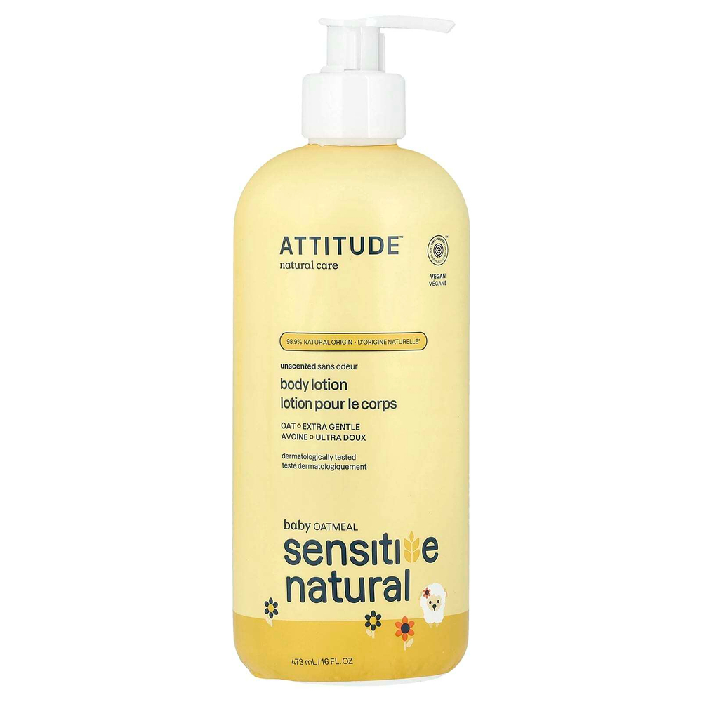 ATTITUDE, Baby Oatmeal Sensitive, натуральный лосьон для тела, без запаха, 473 мл (16 жидк. Унций)