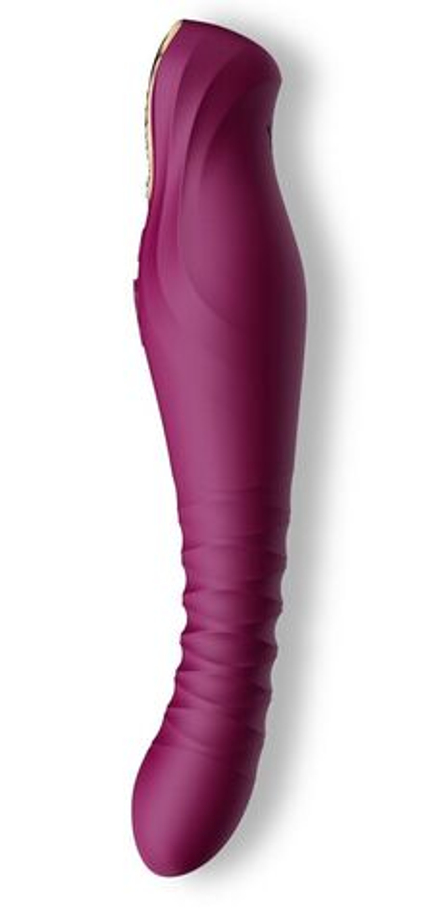 Фиолетовый вибратор King с функцией возвратно-поступательных движений - 30,2 см.