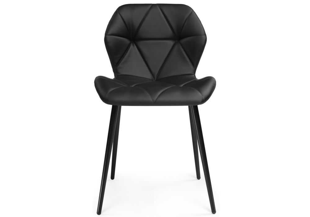 Стул на металлокаркасе Вальд экокожа черный / черный глянец